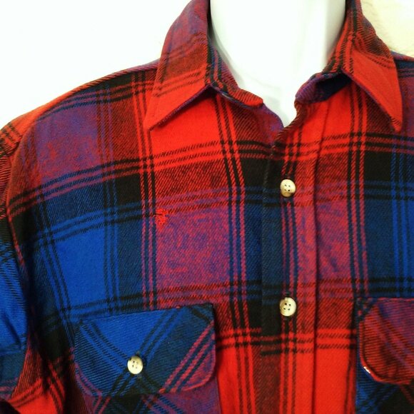 Vintage 80s Field & Stream Plaid Shacket Flannel Over-Shirt Chore Jacket Men-L - Picture 5 of 11